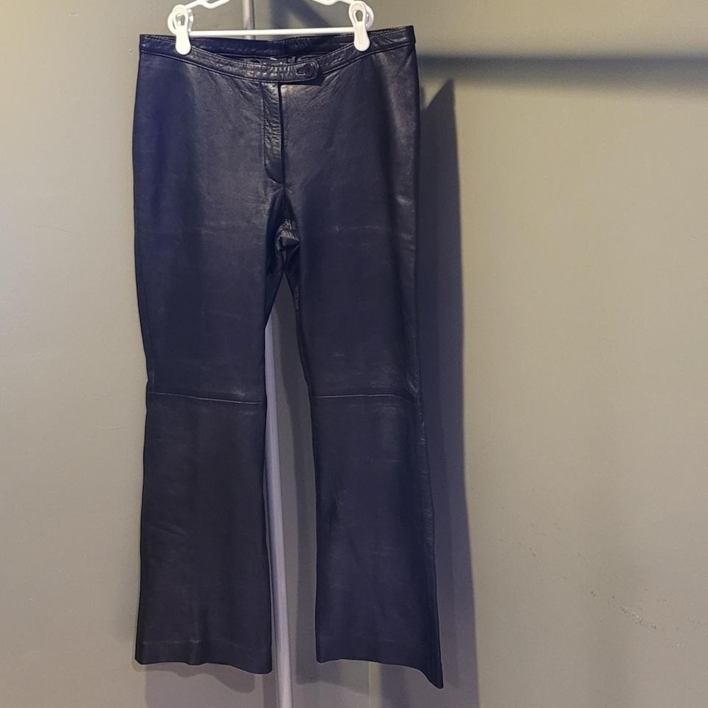 Vintage Impuls x H&M 100% Leather Bootcut Pants Y2K Style, Women's Size L, Black